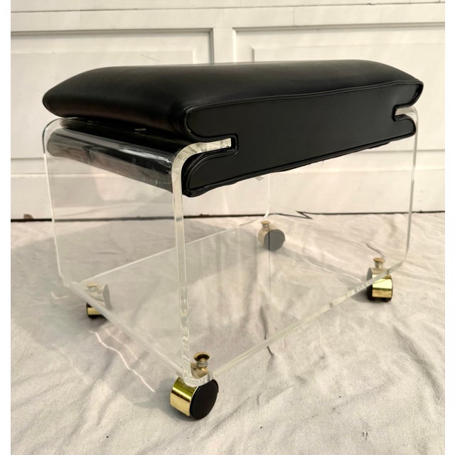 Postmodern 1975 Lucite Sculptural Modern Rolling Bench/Ottoman by Hill Manufacturing For Sale - Image 3 of 11