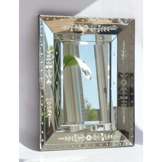Large Vintage Venetian Rectangular Ornate Wall Mirror with Beveled Glass, Italy, 1920s For Sale - Image 13 of 13