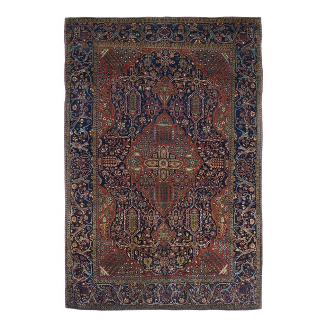 Late 18th Century Antique Mohtasham Kashan Rug 4'4'' x 6'6'' For Sale