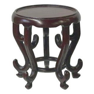 3.75" Oriental Reddish Brown 5 Legs Round Wood Stand Riser Easel For Sale