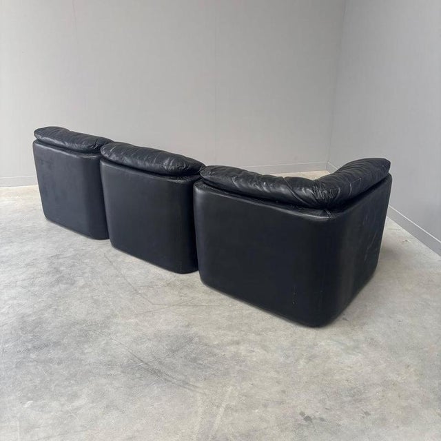 Black Leather Modular Sofa, 1970s, Set of 5 For Sale - Image 10 of 12