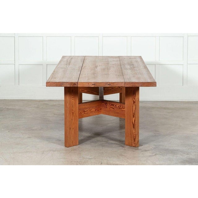 Circa Mid 20thC MidC English Pine Refectory Table / Desk. W243 x D105 x H71 cm.