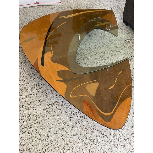 1980s Carlo Malnati MCM Triangle Glass Platter Coffee Table For Sale - Image 17 of 18
