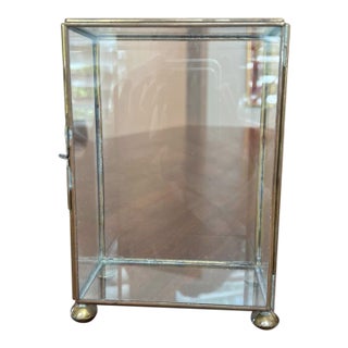 Vintage Brass & Glass Tabletop Display Vitrine For Sale