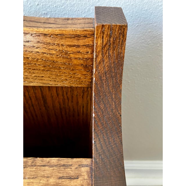 Vintage Leick Furniture Solid Oak 3-Tier Magazine Rack & Record Caddy For Sale - Image 10 of 15