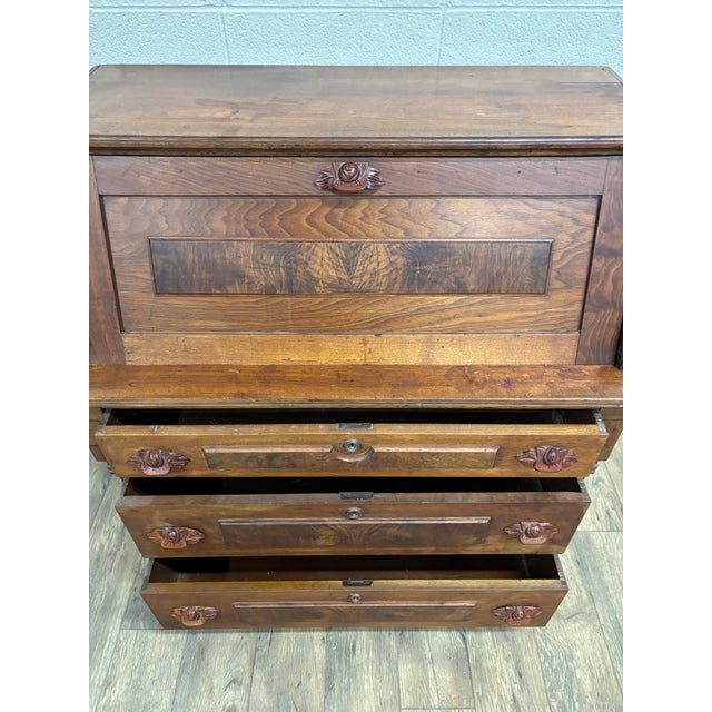 Antique Victorian Eastlake Secretary Desk Chest of Drawers For Sale - Image 10 of 17