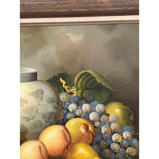 Mid 20th Century Leo Scott – Large Still Life With Fruit and Books, Original Oil on Canvas For Sale - Image 5 of 16