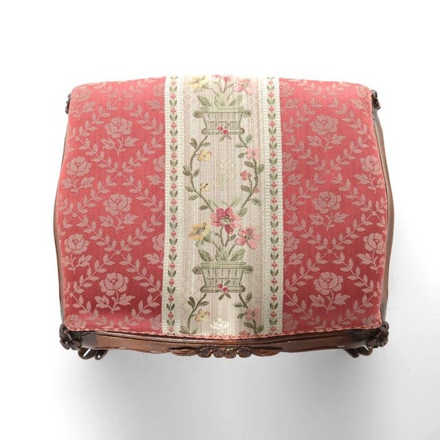 French French Louis XIV Upholstered Carved Walnut Footstool C1880 For Sale - Image 3 of 6