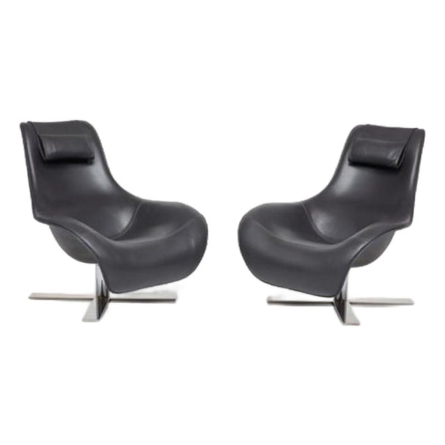 Pair of "Mart" Leather Lounge Chairs Attributed to Antonio Citterio for B&b Italia For Sale