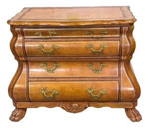 Stunning Gilt & Tooled Leather Neoclassical Bombe Chest by Maitland Smith