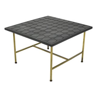 Paul McCobb Brass Side or End Table with Uncommon Textured Top For Sale