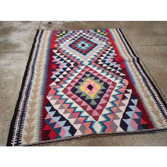 Sky Blue Galerie Shabab Collection Mid-20th Century Persian Flatweave Kilim Rug For Sale - Image 8 of 10