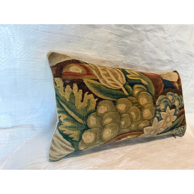 Renaissance Brussels Tapestry Pillow Depicting Fruit and Floral Motifs For Sale - Image 4 of 7