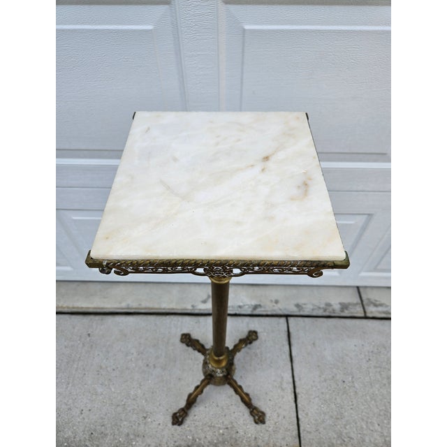 Victorian Brass Cast Iron and Marble Pedestal Plant Stand For Sale - Image 6 of 12