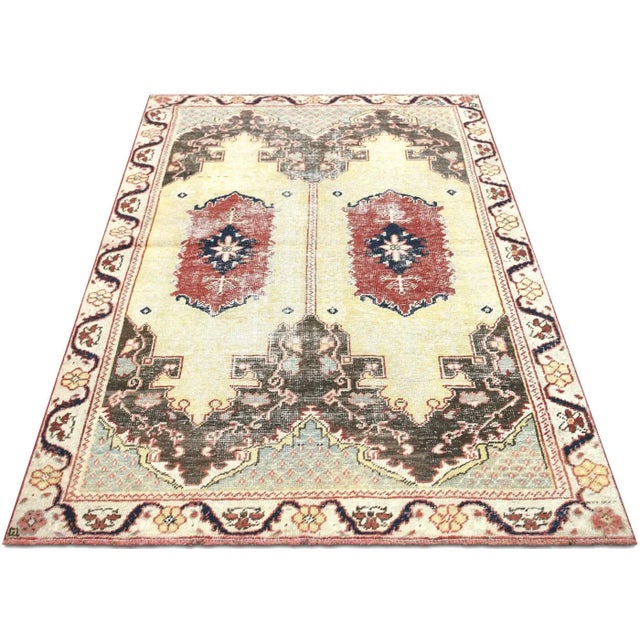 1960s Turkish Oushak Rug For Sale In Los Angeles - Image 6 of 7