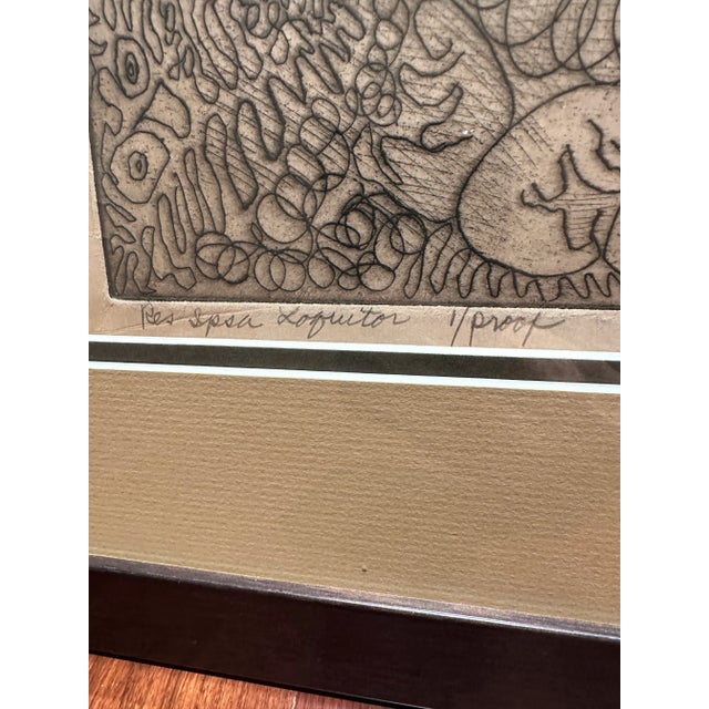 Vintage 1959 Large Original Surrealist Abstract Ink on Paper by Florence C Hopkins -Framed For Sale In Los Angeles - Image 6 of 10