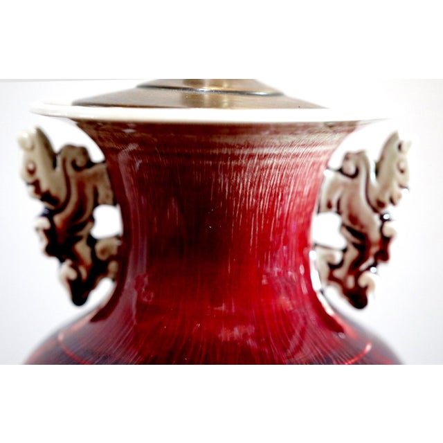 Late 19th Century 19th Century Exceptional Sang de Boeuf Ox Blood Table Lamp, Decorative Handles For Sale - Image 5 of 6