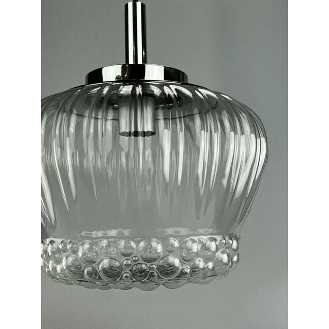 1970s Mid-Century Space Age Ball Pendant Lamp in Bubble Glass & Chrome For Sale - Image 5 of 11