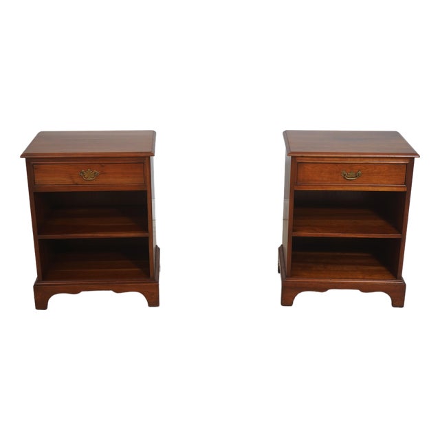 Pair Stickley Cherry 1 Drawer Nightstands For Sale