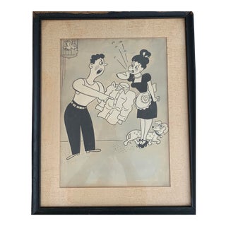 Richard Q. Yardley Framed Cartoon Editorial Print For Sale