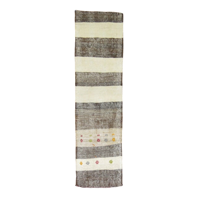 Vintage Shabby Chic Kilim Runner - 2'3" x 6'10" For Sale