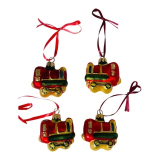 Vintage European Blown Glass Christmas Ornaments Train Set 4 PCS For Sale