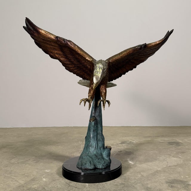 Bronze Bald Eagle in Flight With Outstretched Talons Sculpture - 30"h For Sale - Image 4 of 11