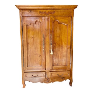 Antique French Provincial Fruitwood Armoire For Sale