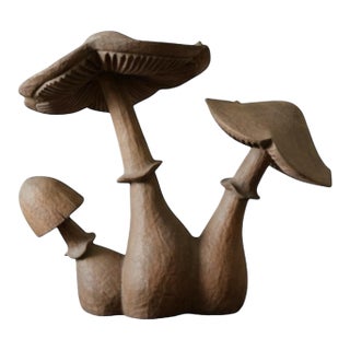 Vintage Carved Wood Mushroom Sculpture For Sale