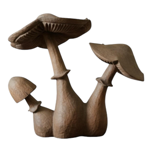 Vintage Carved Wood Mushroom Sculpture