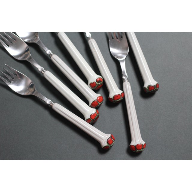 Metal 1970s Boho Chic Denby Regency White Jewel Flatware - Forks For Sale - Image 7 of 12