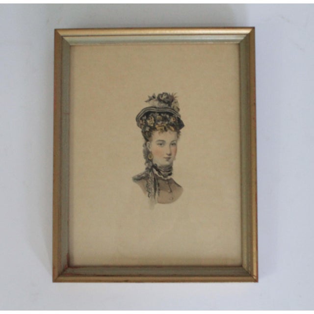 Wood Vintage Framed Prints Featuring Ladies Wearing Hats - Set of Three For Sale - Image 7 of 12