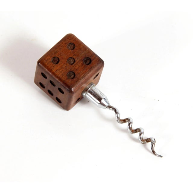 Absolutely fabulous vintage c.1940's carved walnut dice corkscrew! Great scale and detail, feels wonderful in your hand...