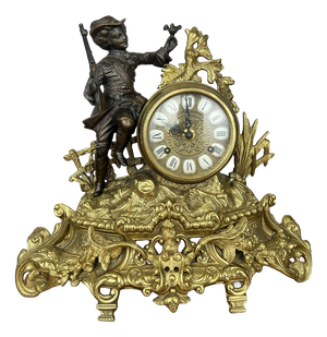 Vintage Style Brass Figurine Mantel Clock