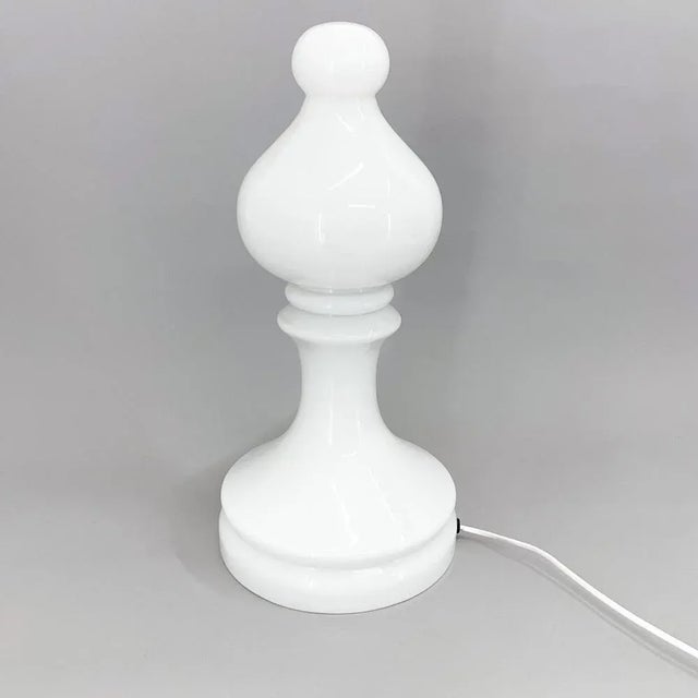 All-glass lamp in the shape of a chess piece of a bishop. Produced in the 1970s by the company lighting glass, valašské...