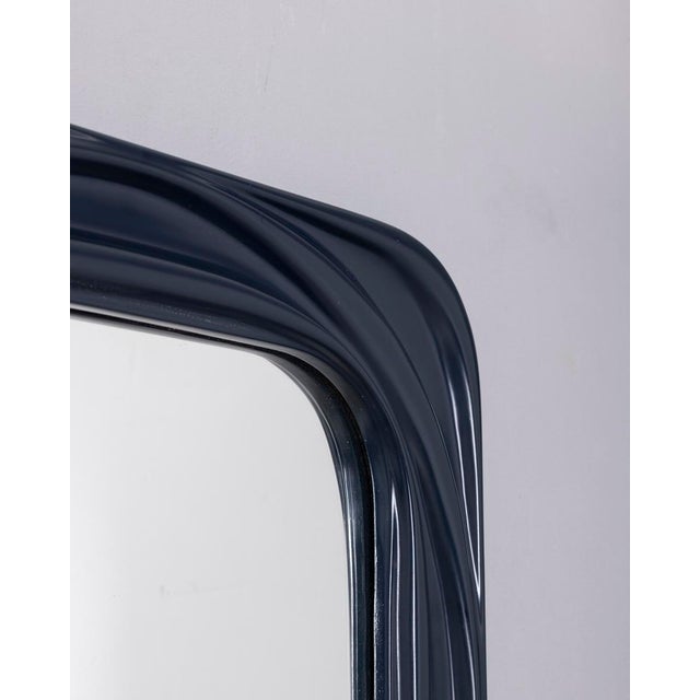 1970s Vintage Square Wall Mirror in Blue Plastic, Italy, 1970s For Sale - Image 5 of 8