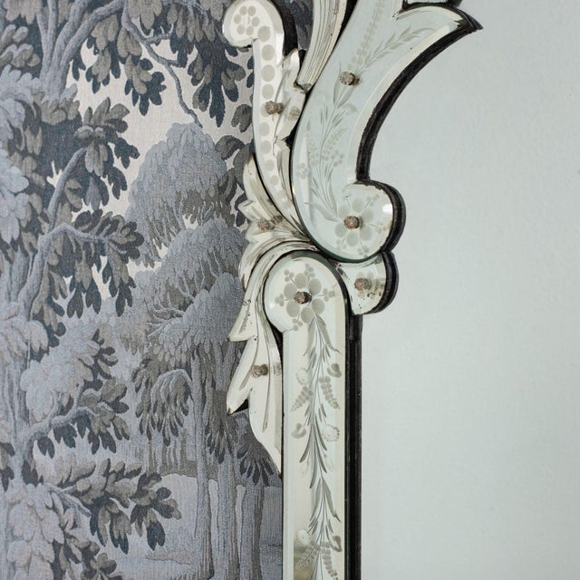 Large 19th C. Venetian Reverse Etched Mirror With Original Beveled Mirror Plate For Sale In Wichita - Image 6 of 18