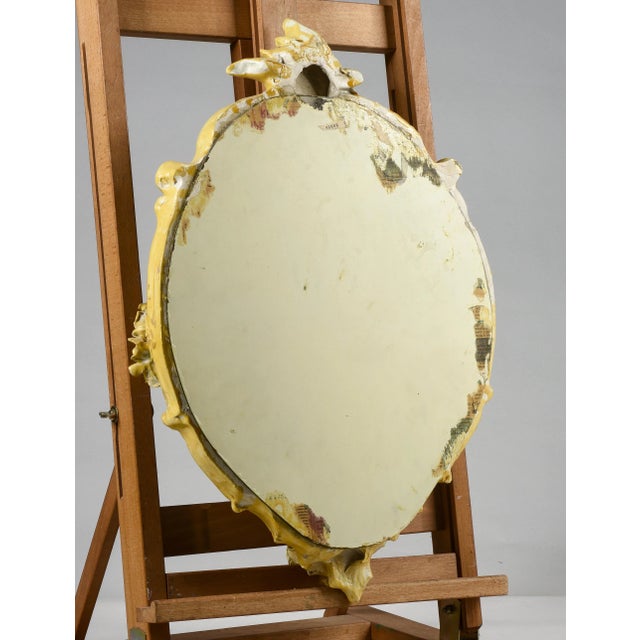 Glass Mirror with Hand-Painted Ceramics, Italy, 1980s For Sale - Image 7 of 8