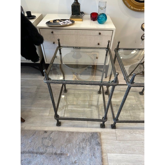 Claudio Rayes 1980s Pair of Claudio Rayes Wrought Iron Side Tables For Sale - Image 4 of 6