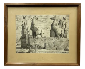 Antonio Lafreri, from the View from Behind of Dioscuros at the Quirinal Rome, 16th Century, Engraving