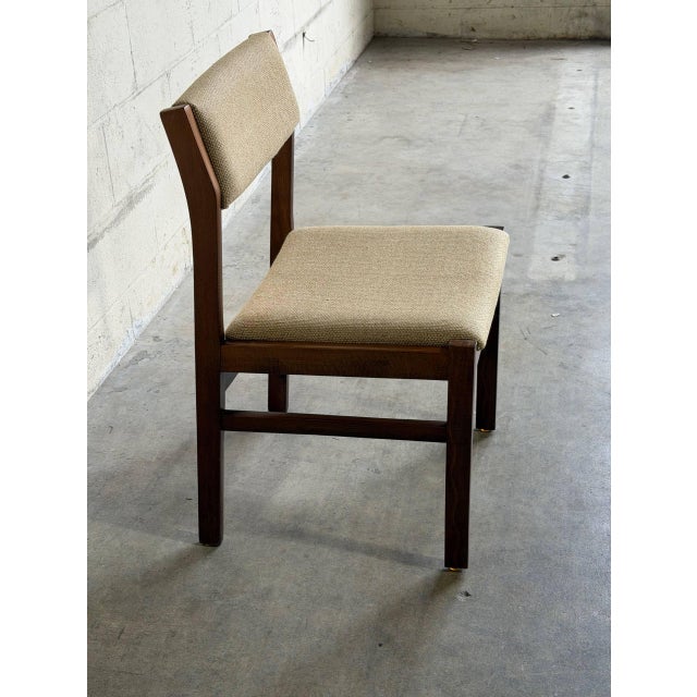 Vintage Danish Modern Teak Dining Chair With Neutral Upholstery For Sale - Image 4 of 7