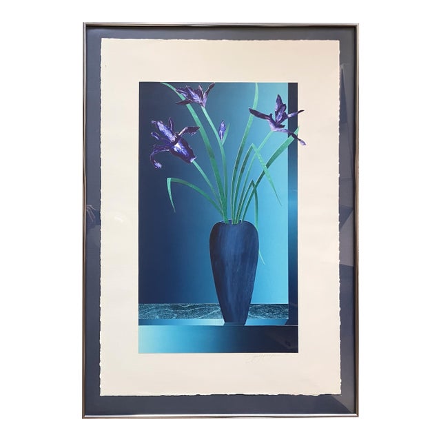 Daniel Joshua Goldstein Irises In Vase - Still Life 1983 Collage For Sale