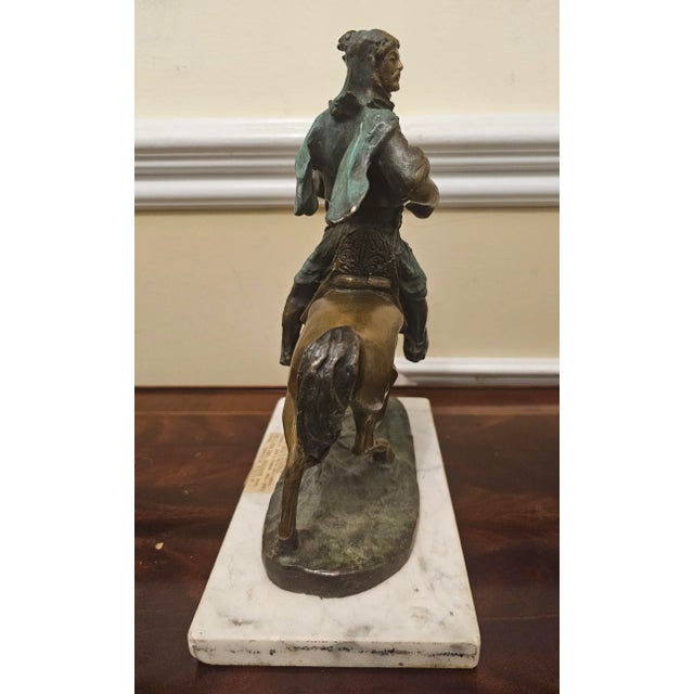 A Barye & Emile Guilemin Patinated Verdigris Bronze Arab Hunter on Horseback For Sale - Image 4 of 10