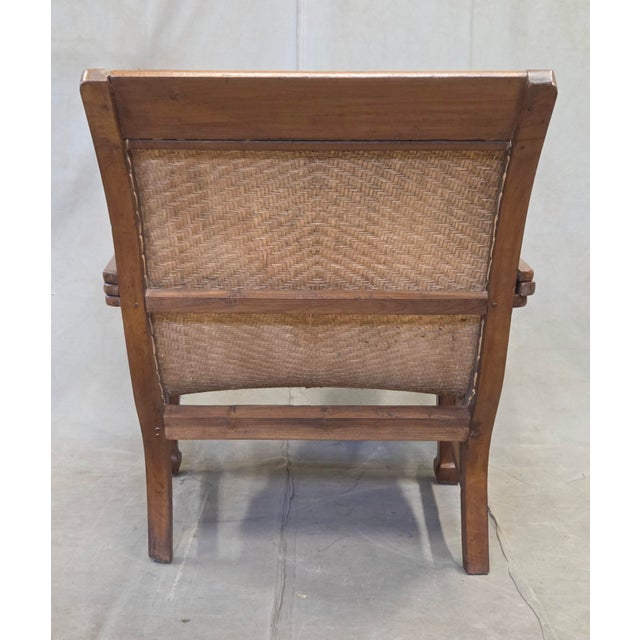 Vintage 1950s Dutch Colonial Teak Lounge Chair With Herringbone Caned Seat For Sale - Image 13 of 17