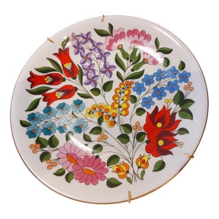Hand-Painted and Numbered Plate from Kalocsa, Hungary, 1970s For Sale