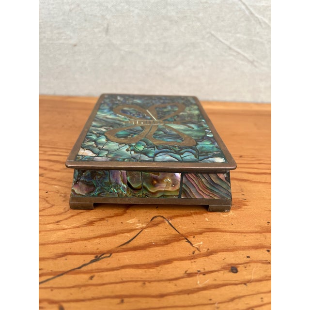 Mexican Taxco Abalone Shell Brass Butterfly Box For Sale In San Francisco - Image 6 of 9