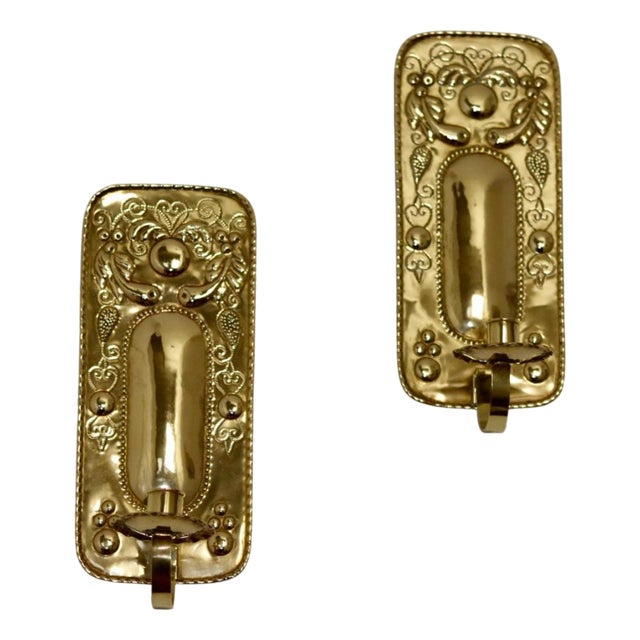 Mid-Century Modern Swedish Brass Sconces, Set of 2 For Sale
