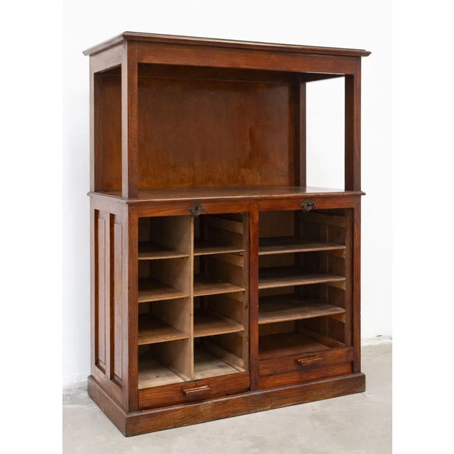 Wood Vintage Office Cabinet with Shutter, 1920s For Sale - Image 7 of 10