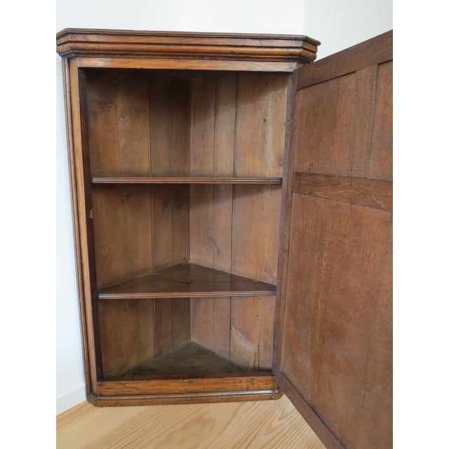 Georgian Oak Panelled Wall-Hanging Corner Cupboard, 1750 For Sale - Image 9 of 18