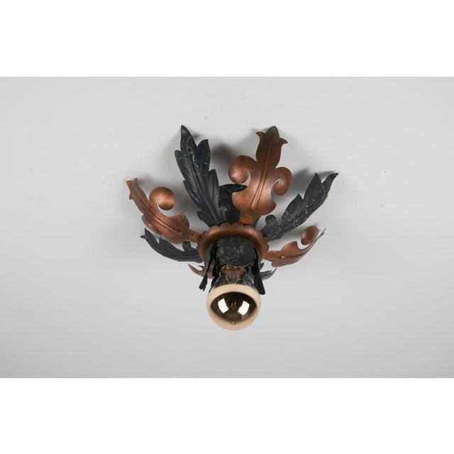 Black Florentine Metal Flower Flush Mounts from Kaiser, Germany, 1960s For Sale - Image 8 of 10